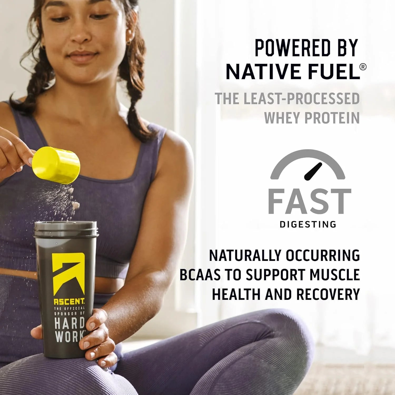 Ascent Native Fuel Whey Protein Isolate Powder, Vanilla Bean, 1 Lb