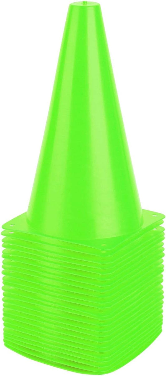 9-Inch Plastic Training Traffic Cones - Agility Field Marker Cones for Soccer, Basketball, and Football Drills - Available in Sets of 10, 12, 15, or 24 in Four Colors