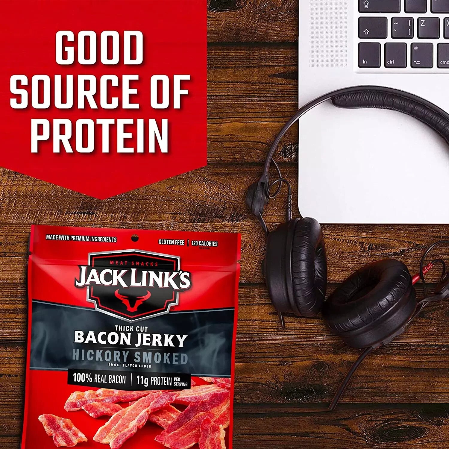 Jack Link'S Bacon Jerky, Hickory Smoked, 2.5 Oz. Bag-Flavorful Ready to Eat Meat